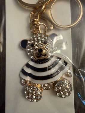 ItGirl Gold-tone Panda Rhinestone and Black/White Enamel Keychain